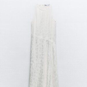 Zara Lace Jacquard Dress XS White